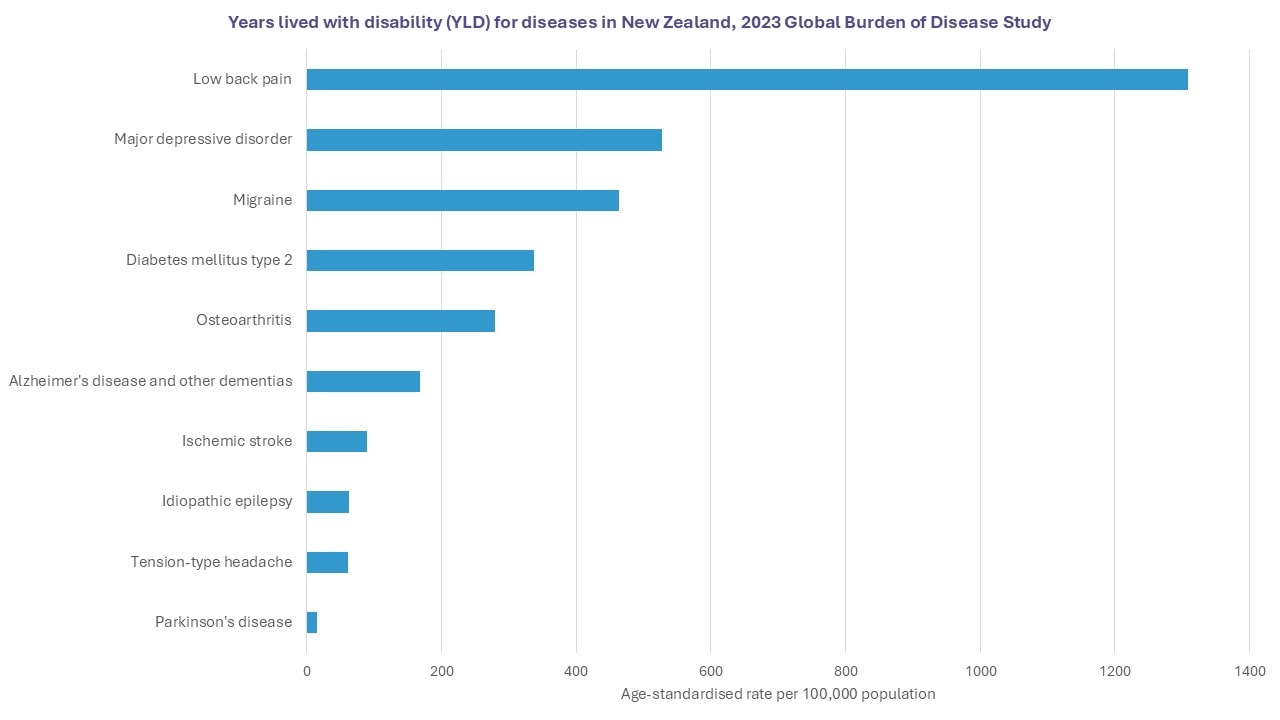 GBD 2023 YLD diseases NZ